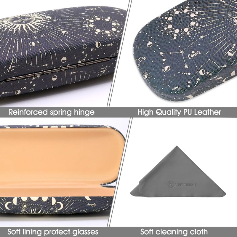 PERFECTSIGHT Store Hard Shell Eyeglasses Case, PU Leather Protective Glasses Case, Cute Eyeglass Case for Women Men Girls - Image 2
